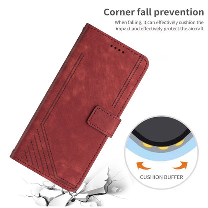 For Redmi K90 Pro Max / Poco F8 Ultra Skin Feel Stripe Pattern Leather Phone Case with Lanyard(Red)