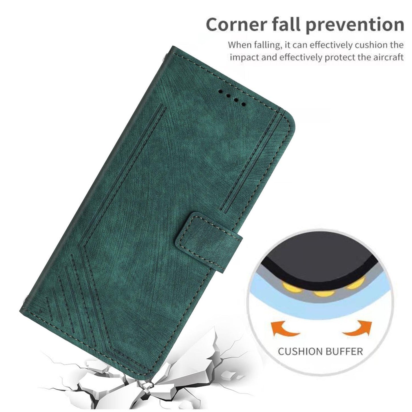 For Redmi K90 Pro Max / Poco F8 Ultra Skin Feel Stripe Pattern Leather Phone Case with Lanyard(Green)
