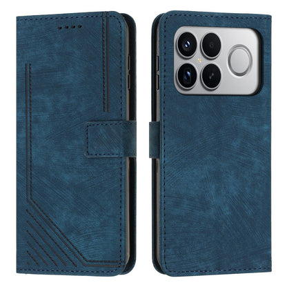 For Redmi K90 Pro Max / Poco F8 Ultra Skin Feel Stripe Pattern Leather Phone Case with Lanyard(Blue)