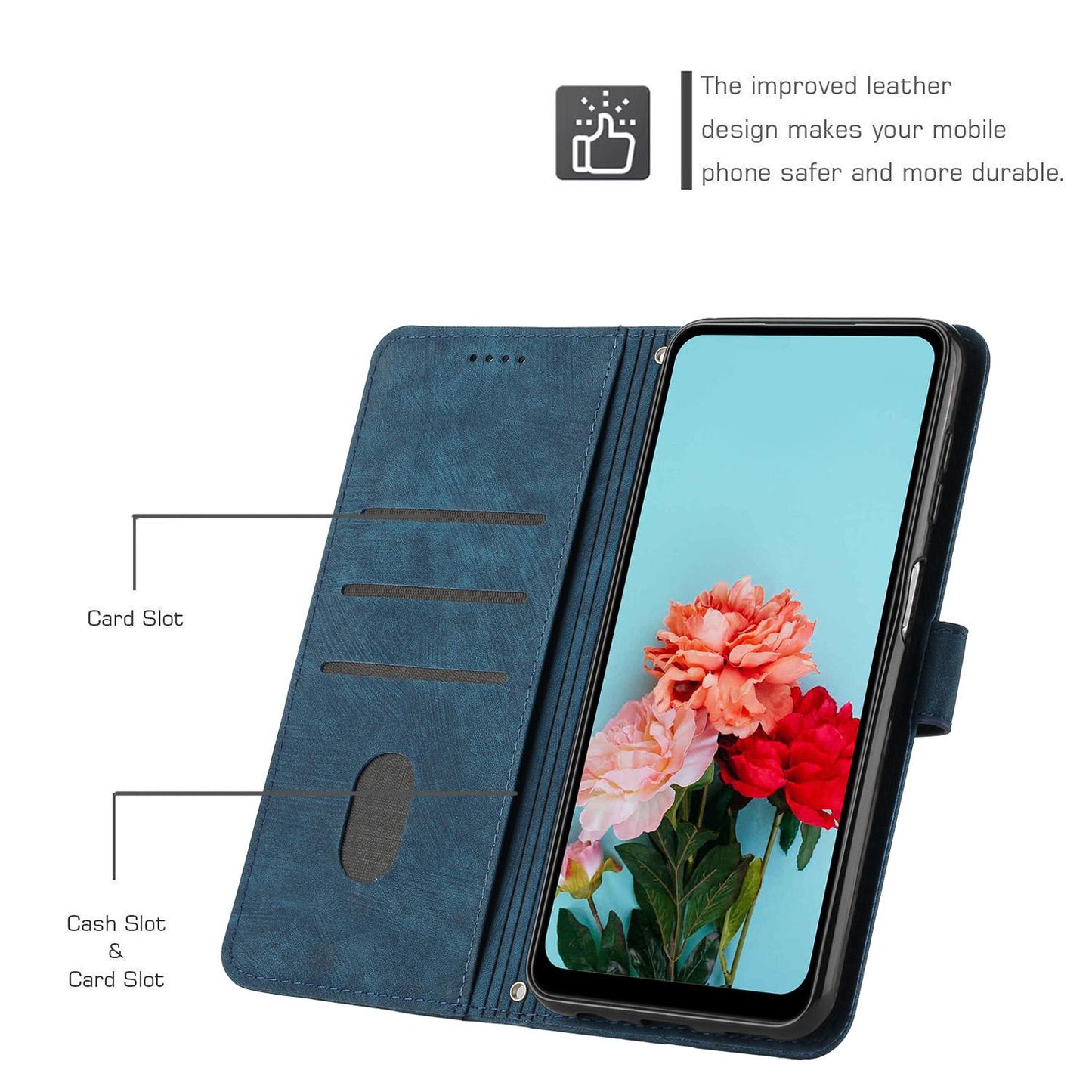 For Redmi K90 Pro Max / Poco F8 Ultra Skin Feel Stripe Pattern Leather Phone Case with Lanyard(Blue)