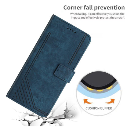 For Redmi K90 Pro Max / Poco F8 Ultra Skin Feel Stripe Pattern Leather Phone Case with Lanyard(Blue)
