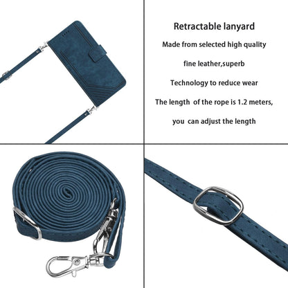 For Redmi K90 Pro Max / Poco F8 Ultra Skin Feel Stripe Pattern Leather Phone Case with Lanyard(Blue)