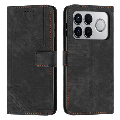 For Redmi K90 Pro Max / Poco F8 Ultra Skin Feel Stripe Pattern Leather Phone Case with Lanyard(Black)
