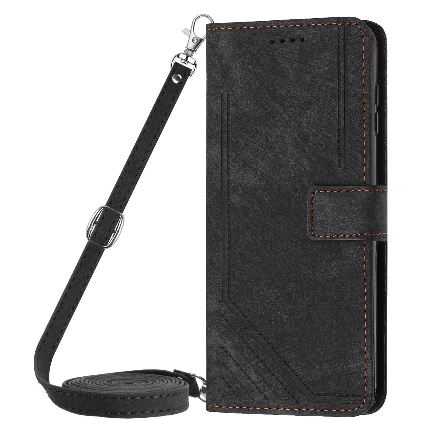 For Redmi K90 Pro Max / Poco F8 Ultra Skin Feel Stripe Pattern Leather Phone Case with Lanyard(Black)