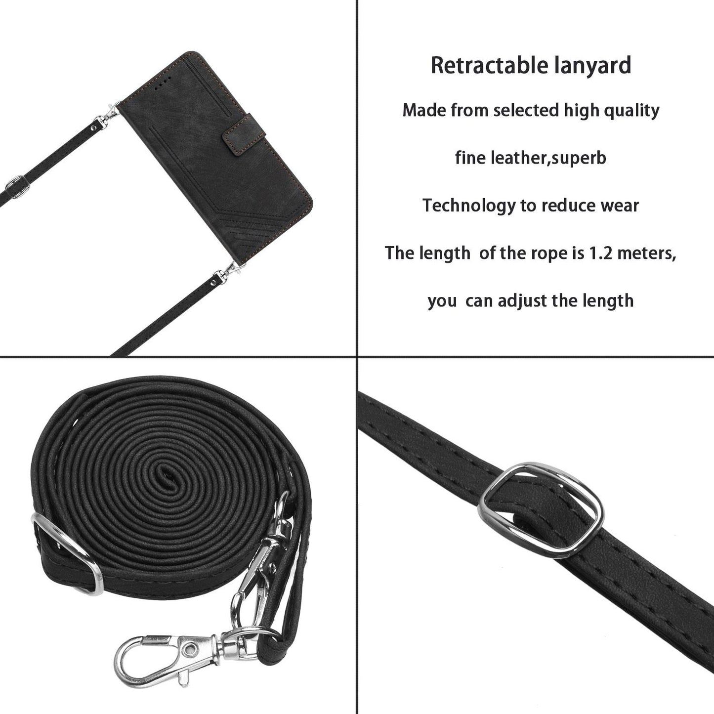 For Redmi K90 Pro Max / Poco F8 Ultra Skin Feel Stripe Pattern Leather Phone Case with Lanyard(Black)