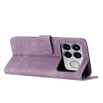For Redmi K90 Pro Max / Poco F8 Ultra Skin Feel Stripe Pattern Leather Phone Case with Lanyard(Purple)