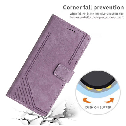 For Redmi K90 Pro Max / Poco F8 Ultra Skin Feel Stripe Pattern Leather Phone Case with Lanyard(Purple)