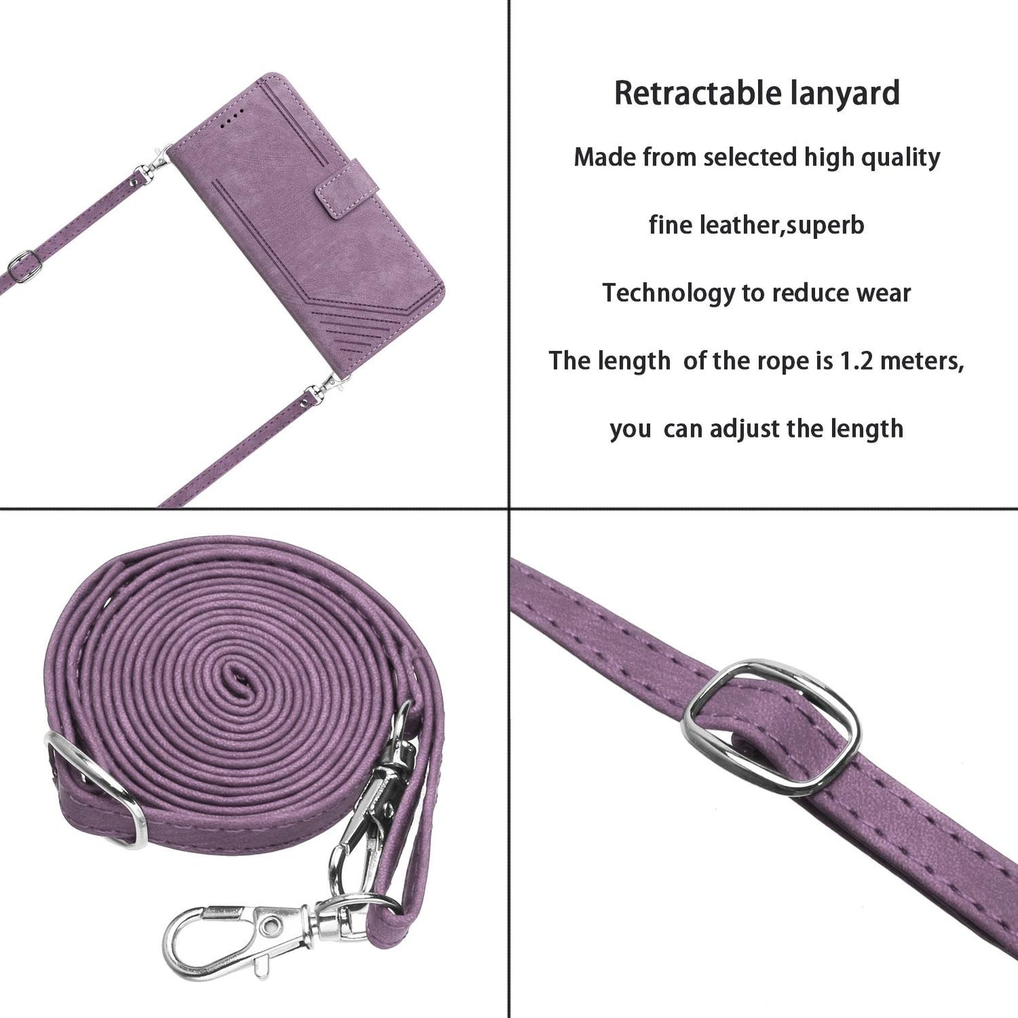For Redmi K90 Pro Max / Poco F8 Ultra Skin Feel Stripe Pattern Leather Phone Case with Lanyard(Purple)