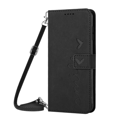 For Redmi K90 Pro Max / Poco F8 Ultra Skin Feel Heart Embossed Leather Phone Case with Long Lanyard(Black)