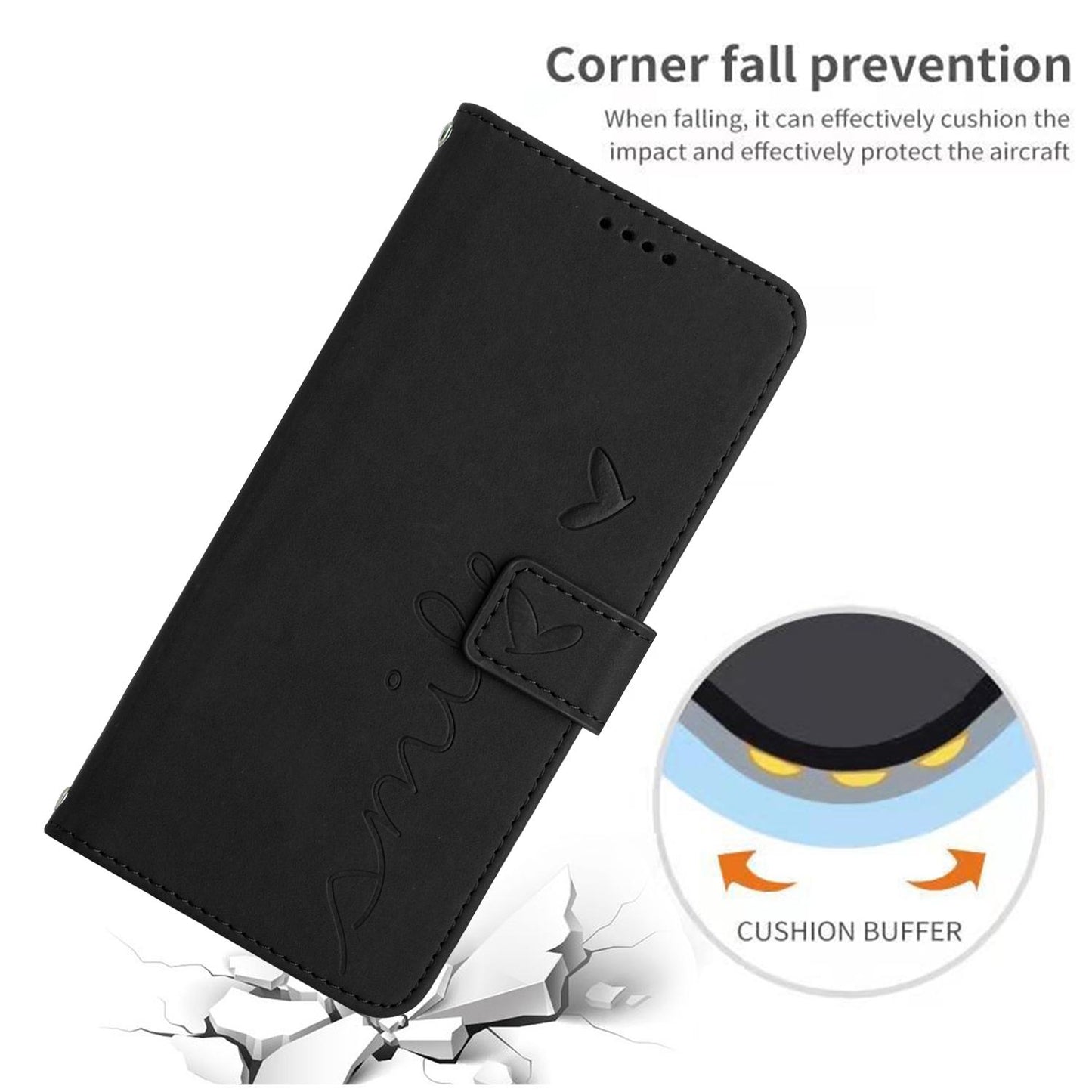 For Redmi K90 Pro Max / Poco F8 Ultra Skin Feel Heart Embossed Leather Phone Case with Long Lanyard(Black)