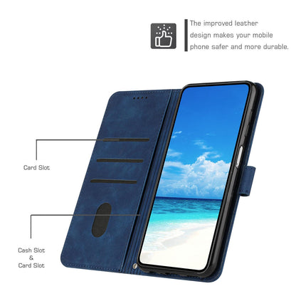 For Redmi K90 Pro Max / Poco F8 Ultra Skin Feel Heart Embossed Leather Phone Case with Long Lanyard(Blue)