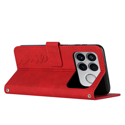 For Redmi K90 Pro Max / Poco F8 Ultra Skin Feel Heart Embossed Leather Phone Case with Long Lanyard(Red)