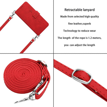 For Redmi K90 Pro Max / Poco F8 Ultra Skin Feel Heart Embossed Leather Phone Case with Long Lanyard(Red)