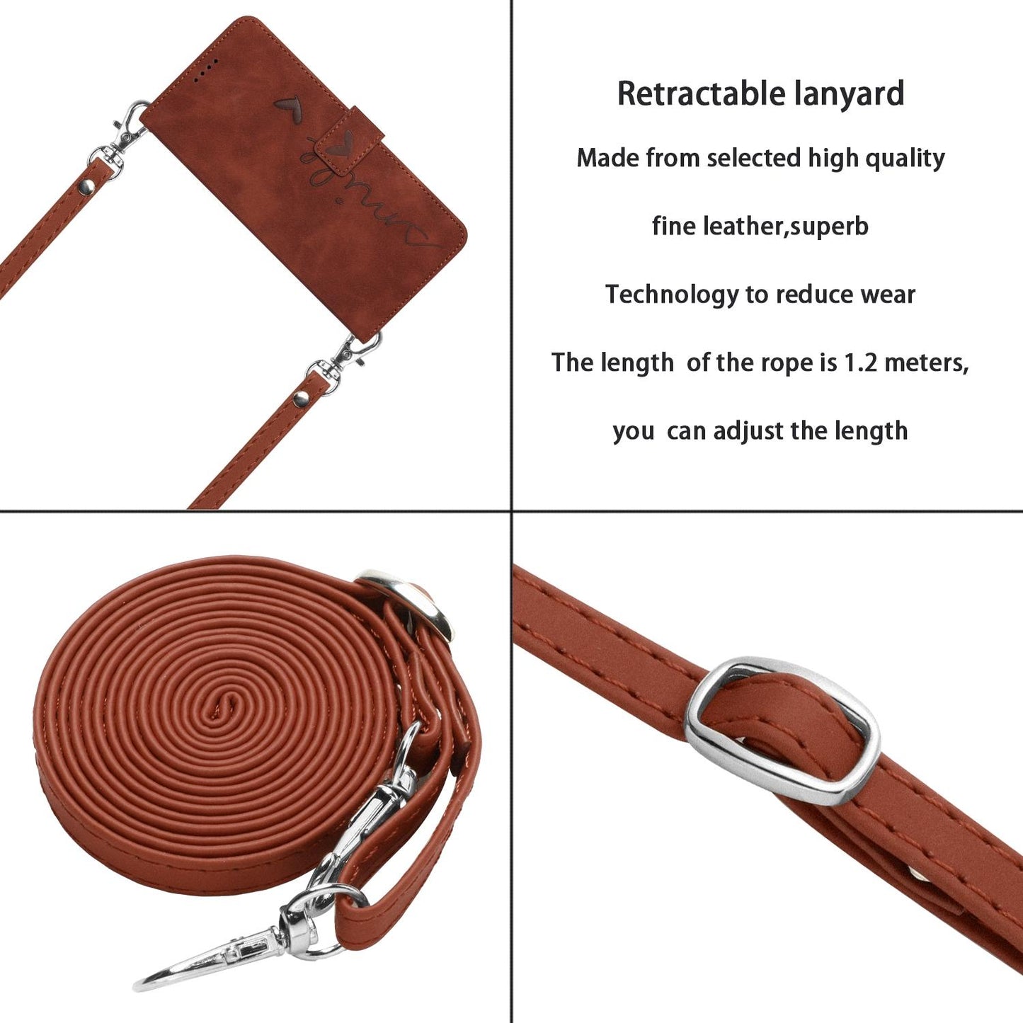 For Redmi K90 Pro Max / Poco F8 Ultra Skin Feel Heart Embossed Leather Phone Case with Long Lanyard(Brown)