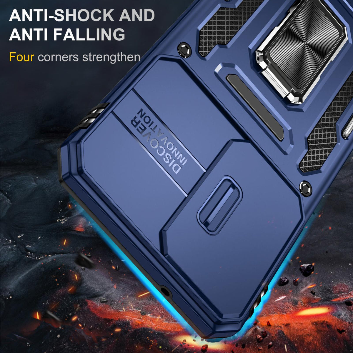For Galaxy A27 5G Armor PC Hybrid TPU Camera Shield Phone Case - Navy Blue - EDA007270706B
