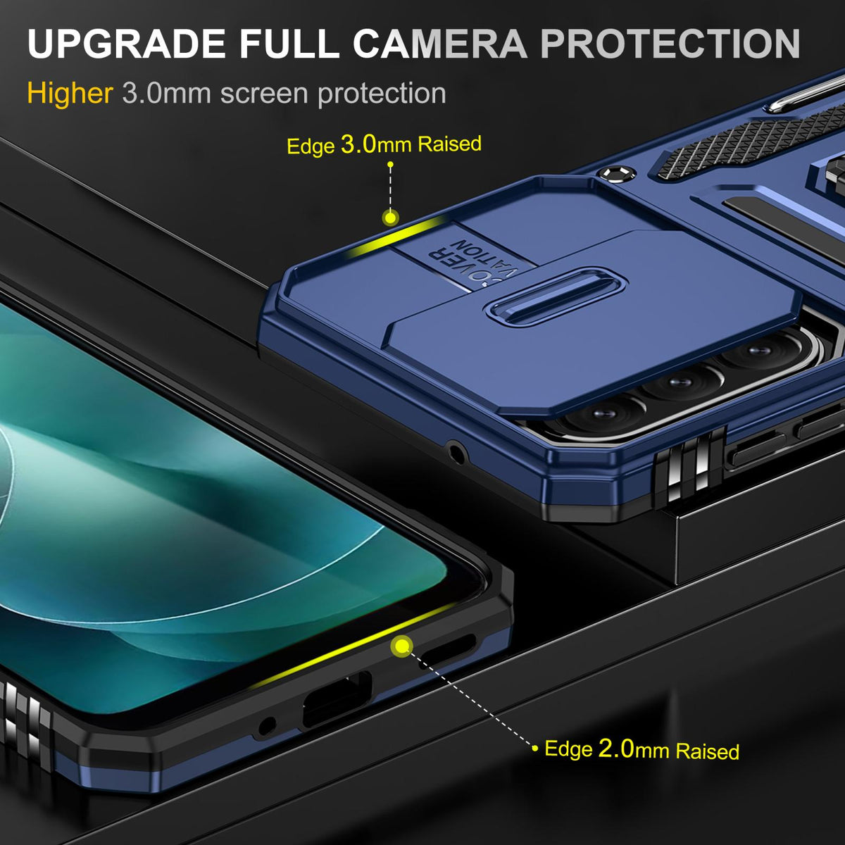 For Galaxy A27 5G Armor PC Hybrid TPU Camera Shield Phone Case - Navy Blue - EDA007270706B