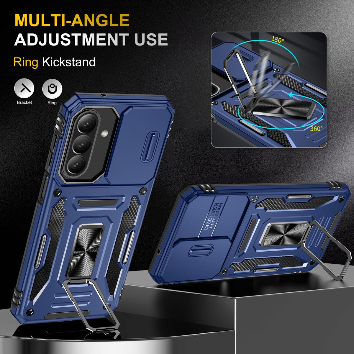For Galaxy A27 5G Armor PC Hybrid TPU Camera Shield Phone Case - Navy Blue - EDA007270706B