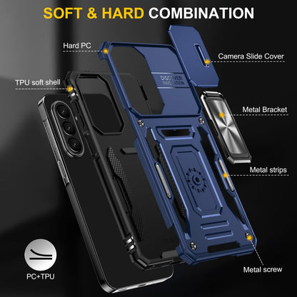 For Galaxy A27 5G Armor PC Hybrid TPU Camera Shield Phone Case - Navy Blue - EDA007270706B