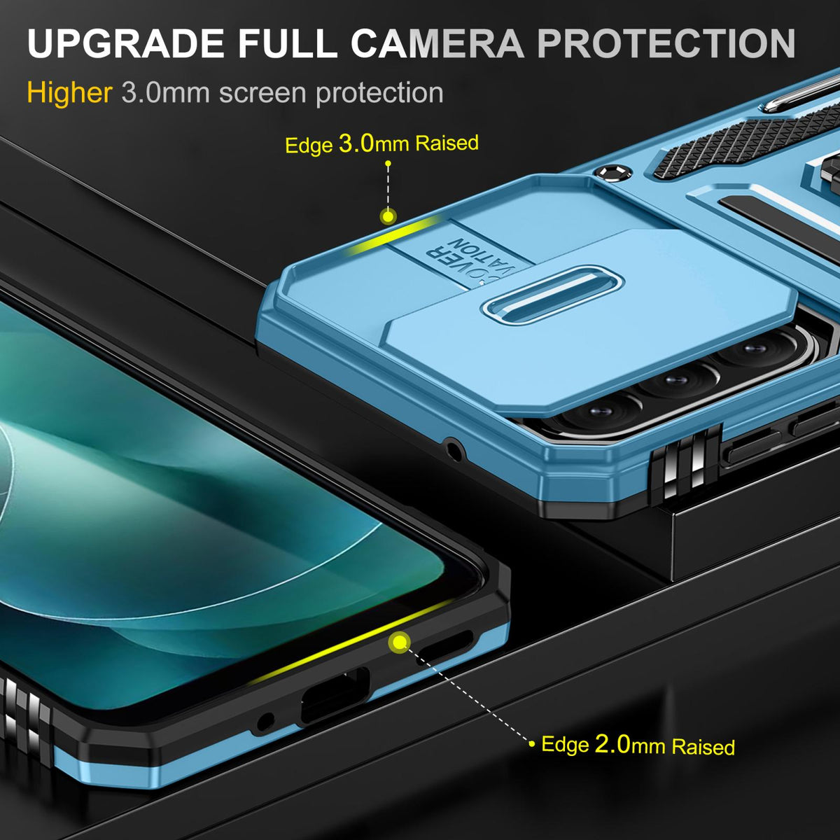 For Galaxy A27 5G Armor PC Hybrid TPU Camera Shield Phone Case - Light Blue - EDA007270706C