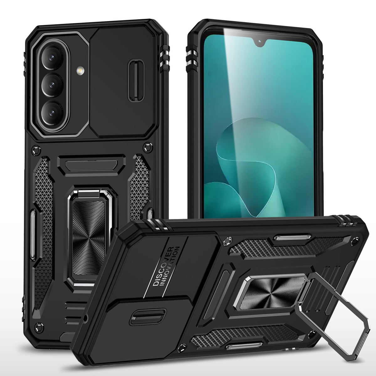 For Galaxy A27 5G Armor PC Hybrid TPU Camera Shield Phone Case - Black - EDA007270706D