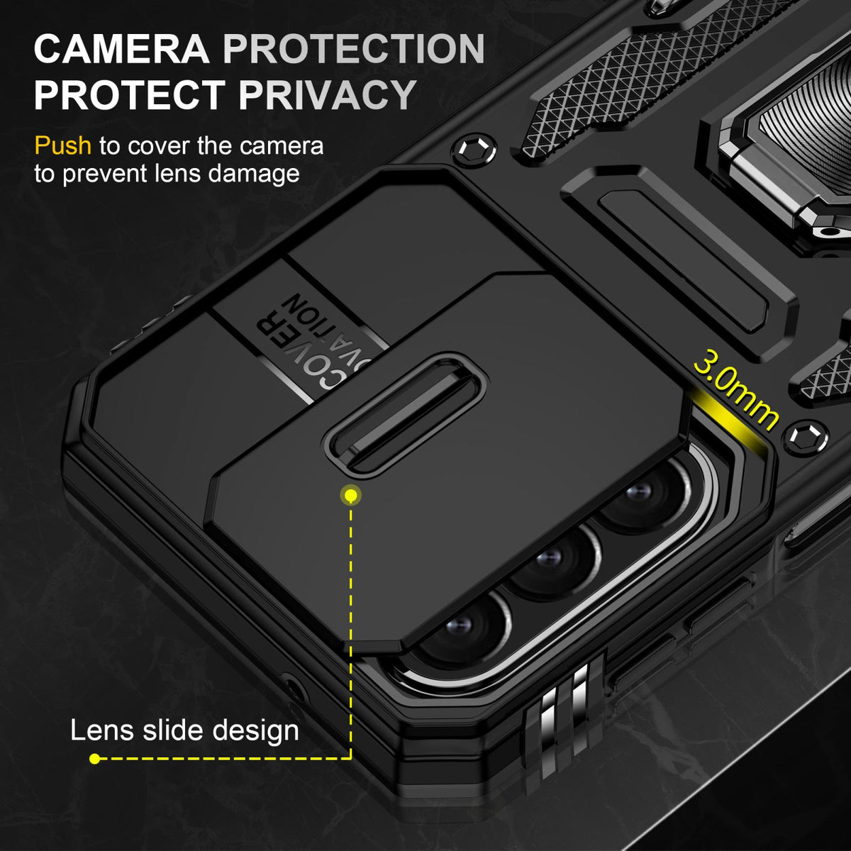 For Galaxy A27 5G Armor PC Hybrid TPU Camera Shield Phone Case - Black - EDA007270706D