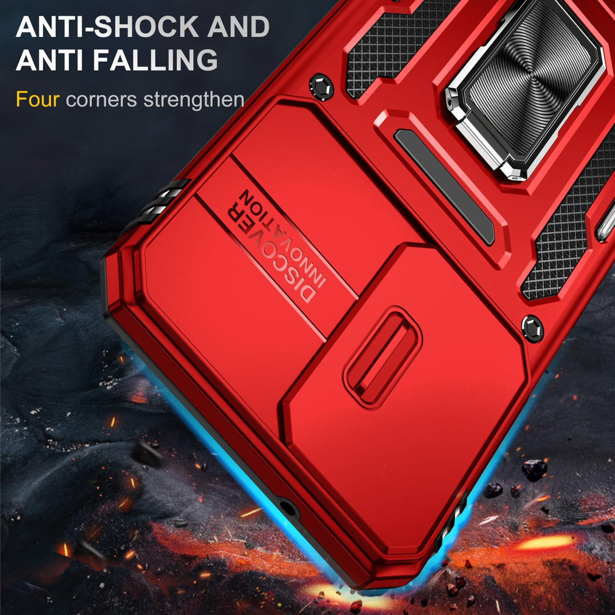 For Galaxy A27 5G Armor PC Hybrid TPU Camera Shield Phone Case - Red - EDA007270706E