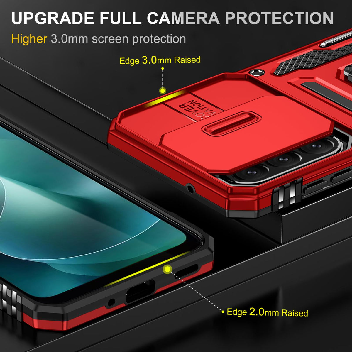 For Galaxy A27 5G Armor PC Hybrid TPU Camera Shield Phone Case - Red - EDA007270706E