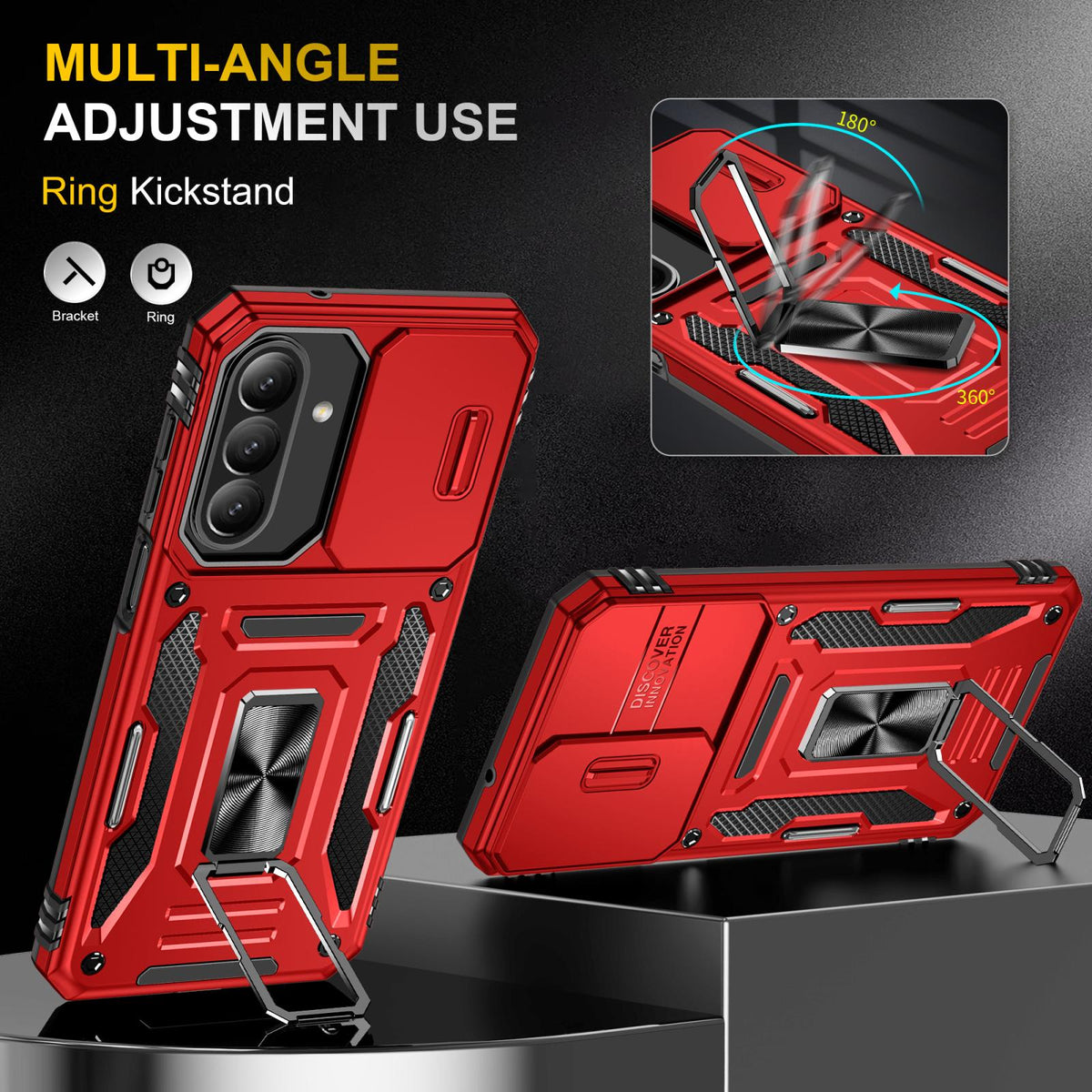 For Galaxy A27 5G Armor PC Hybrid TPU Camera Shield Phone Case - Red - EDA007270706E
