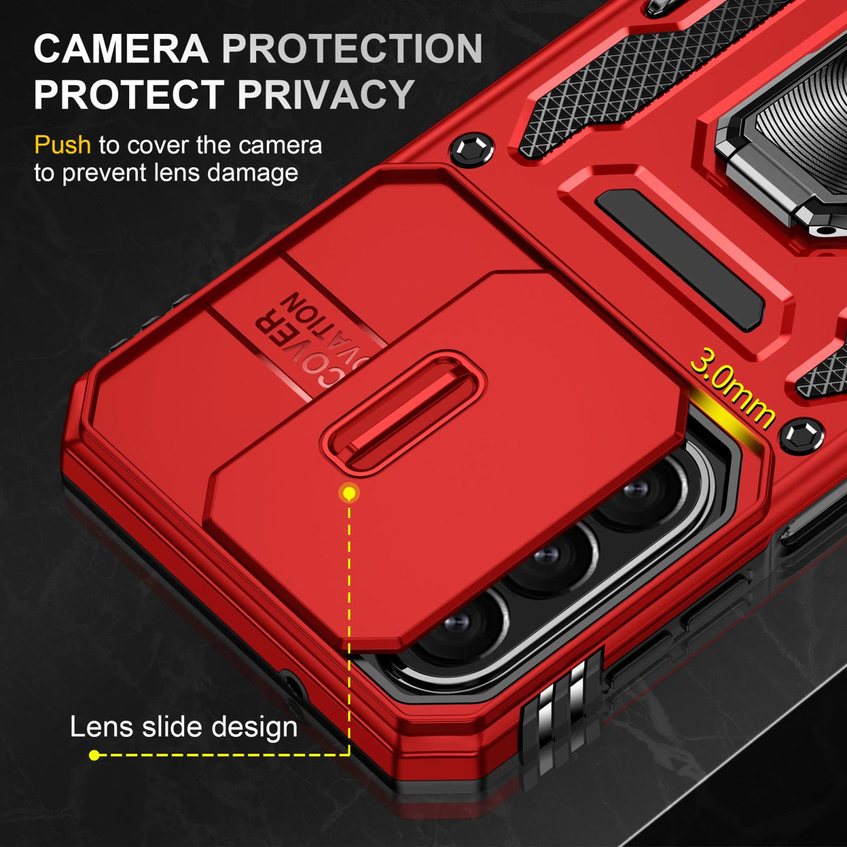 For Galaxy A27 5G Armor PC Hybrid TPU Camera Shield Phone Case - Red - EDA007270706E