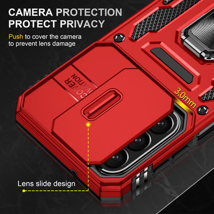 For Galaxy A27 5G Armor PC Hybrid TPU Camera Shield Phone Case - Red - EDA007270706E
