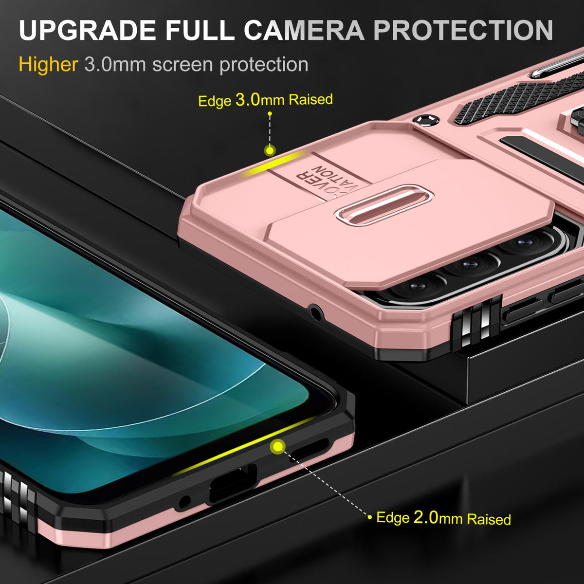 For Galaxy A27 5G Armor PC Hybrid TPU Camera Shield Phone Case - Rose Gold - EDA007270706F