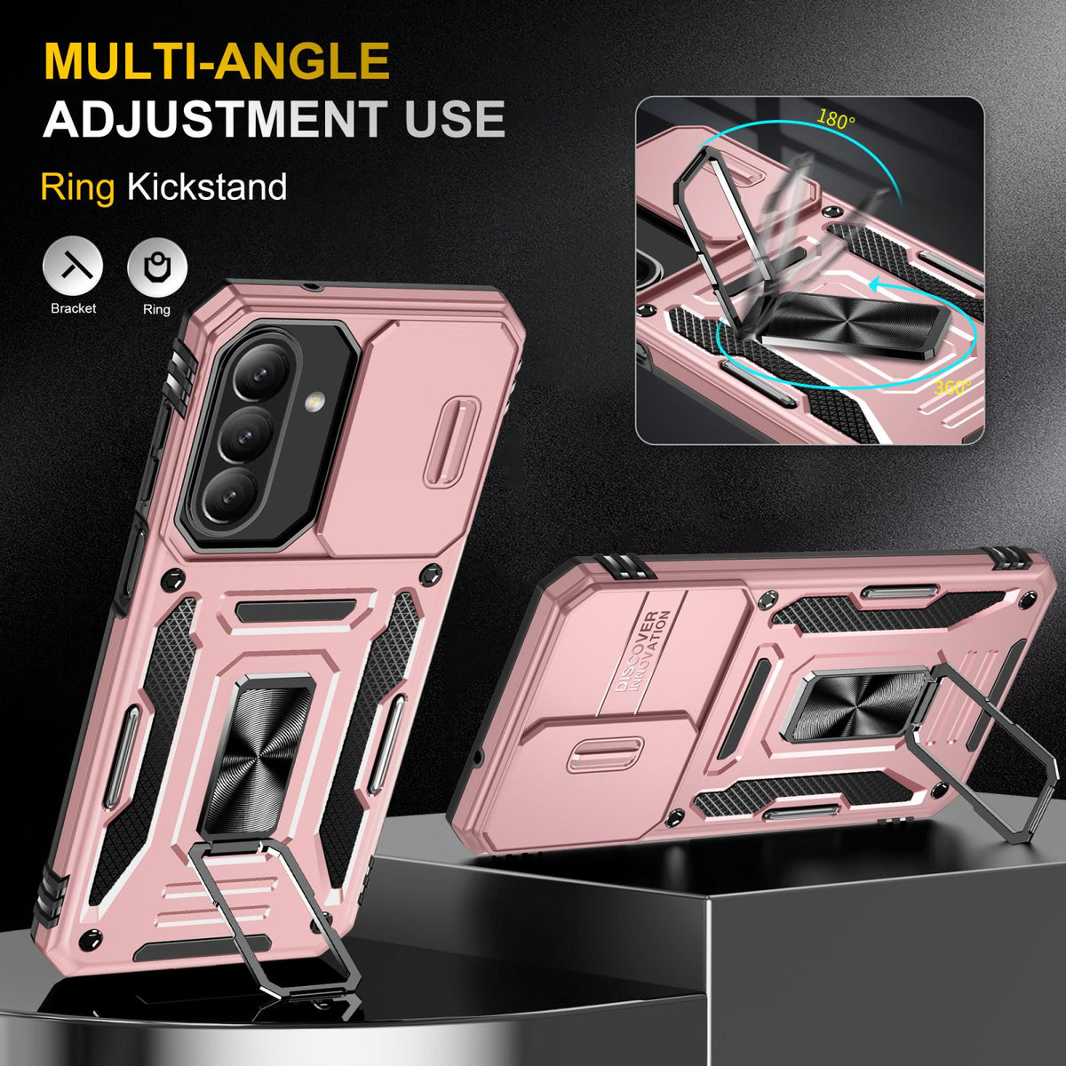 For Galaxy A27 5G Armor PC Hybrid TPU Camera Shield Phone Case - Rose Gold - EDA007270706F