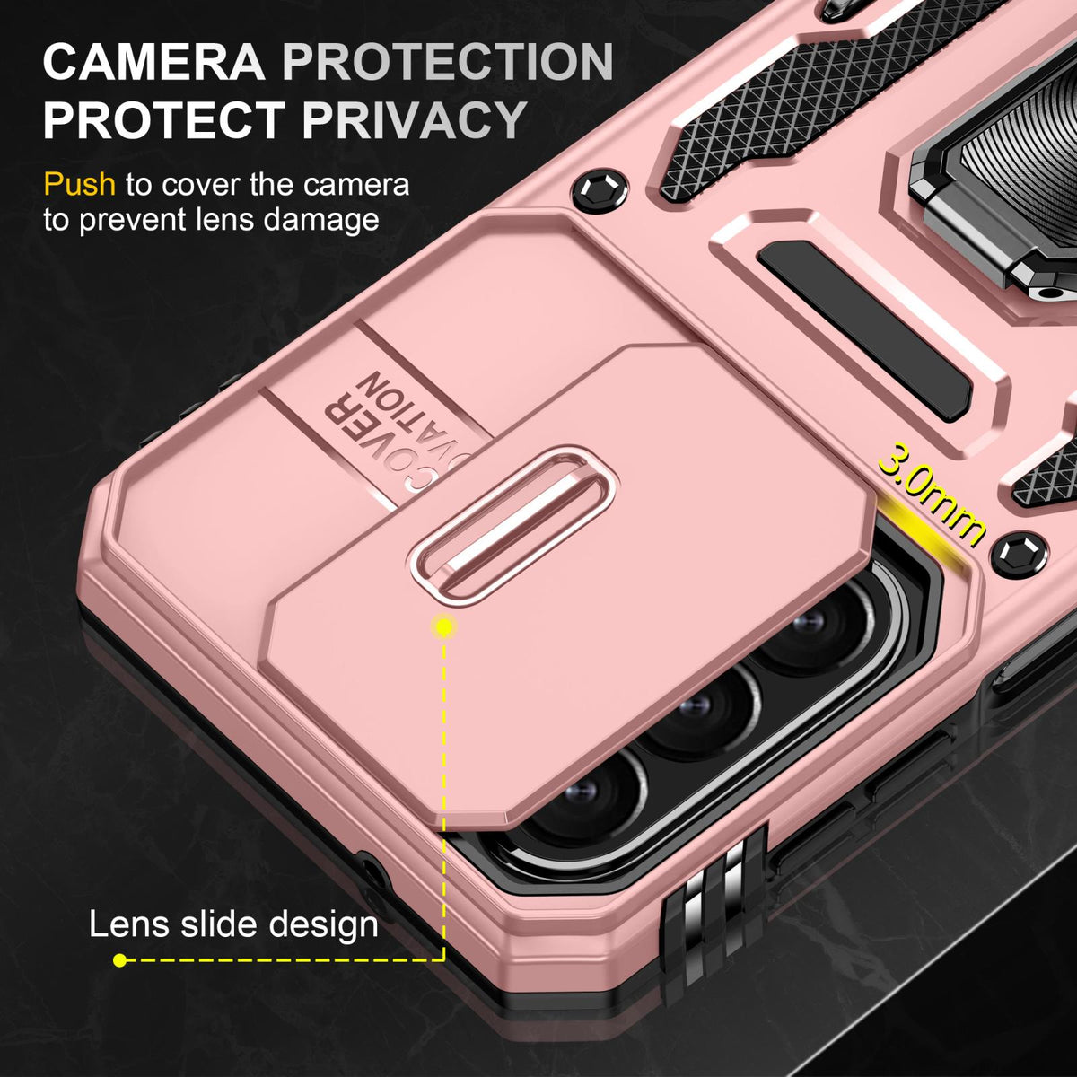 For Galaxy A27 5G Armor PC Hybrid TPU Camera Shield Phone Case - Rose Gold - EDA007270706F