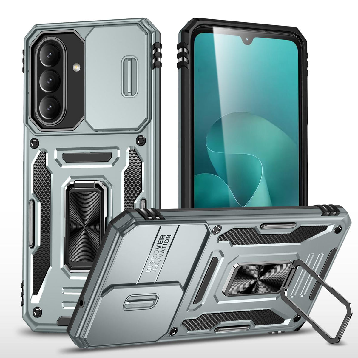 For Galaxy A27 5G Armor PC Hybrid TPU Camera Shield Phone Case - Grey - EDA007270706G