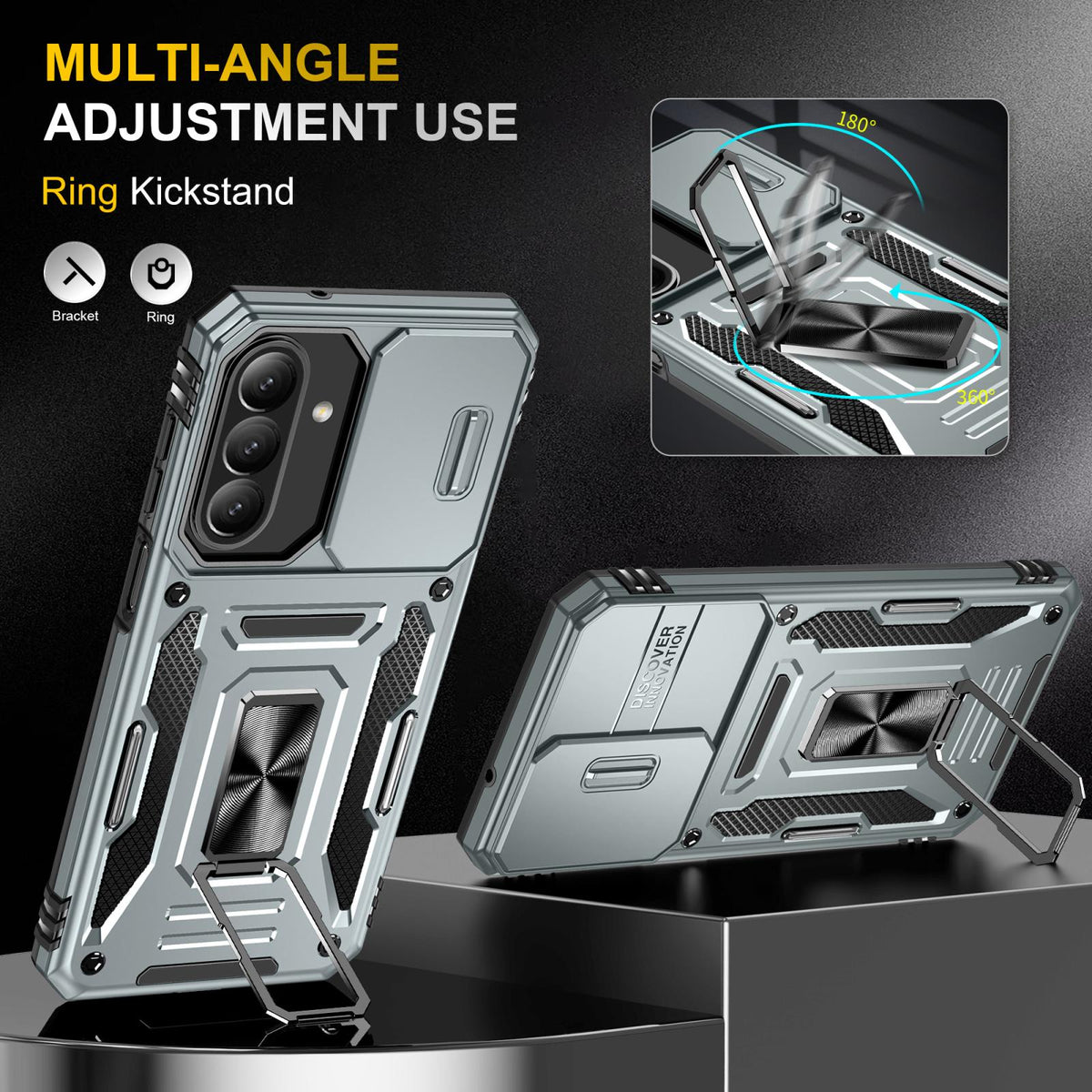 For Galaxy A27 5G Armor PC Hybrid TPU Camera Shield Phone Case - Grey - EDA007270706G