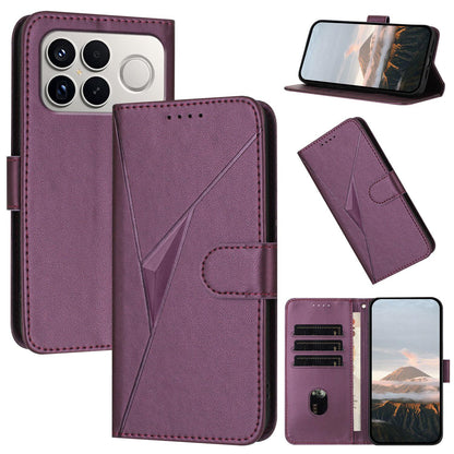 For Redmi K90 Pro Max / Poco F8 Ultra Triangle Pattern Buckle Clasp Leather Phone Case(Dark Purple)