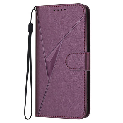 For Redmi K90 Pro Max / Poco F8 Ultra Triangle Pattern Buckle Clasp Leather Phone Case(Dark Purple)