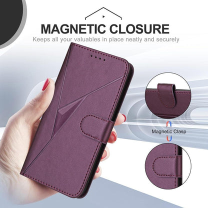 For Redmi K90 Pro Max / Poco F8 Ultra Triangle Pattern Buckle Clasp Leather Phone Case(Dark Purple)