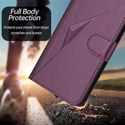 For Redmi K90 Pro Max / Poco F8 Ultra Triangle Pattern Buckle Clasp Leather Phone Case(Dark Purple)