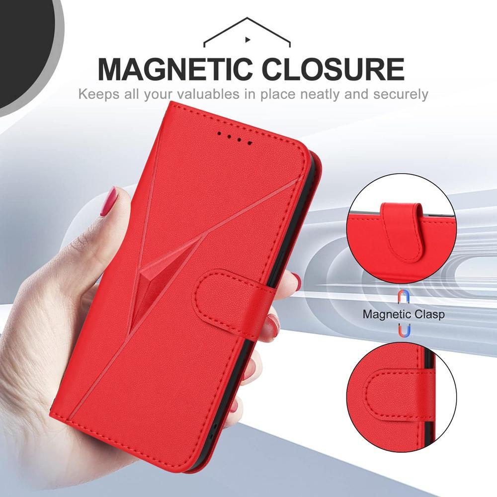 For Redmi K90 Pro Max / Poco F8 Ultra Triangle Pattern Buckle Clasp Leather Phone Case(Red)