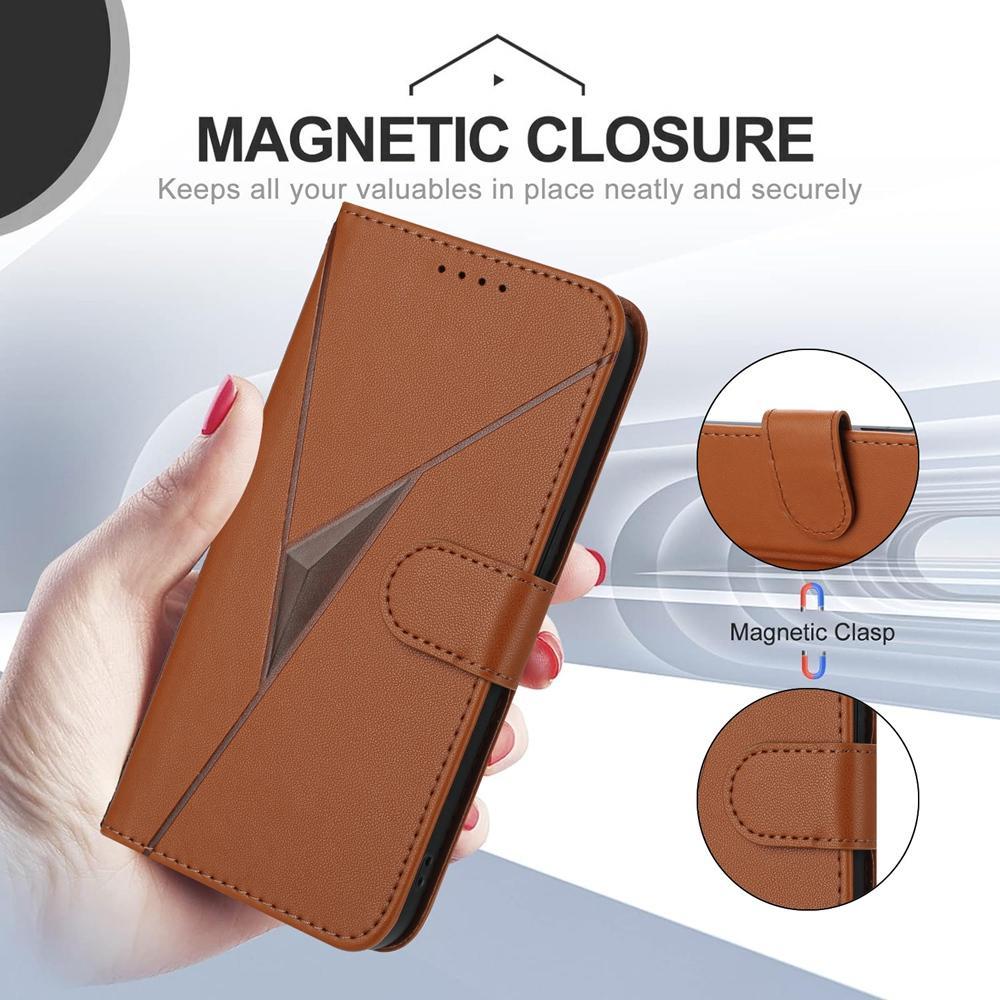 For Redmi K90 Pro Max / Poco F8 Ultra Triangle Pattern Buckle Clasp Leather Phone Case(Brown)