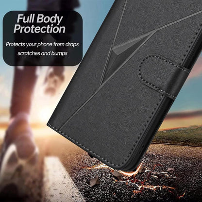 For Redmi K90 Pro Max / Poco F8 Ultra Triangle Pattern Buckle Clasp Leather Phone Case(Black)