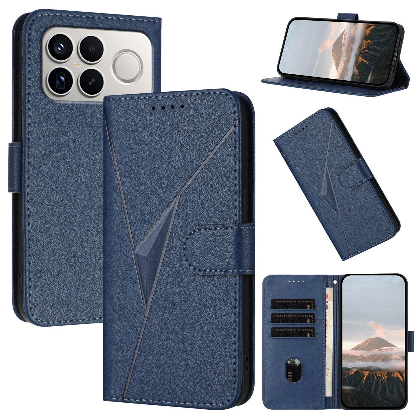 For Redmi K90 Pro Max / Poco F8 Ultra Triangle Pattern Buckle Clasp Leather Phone Case(Royal Blue)