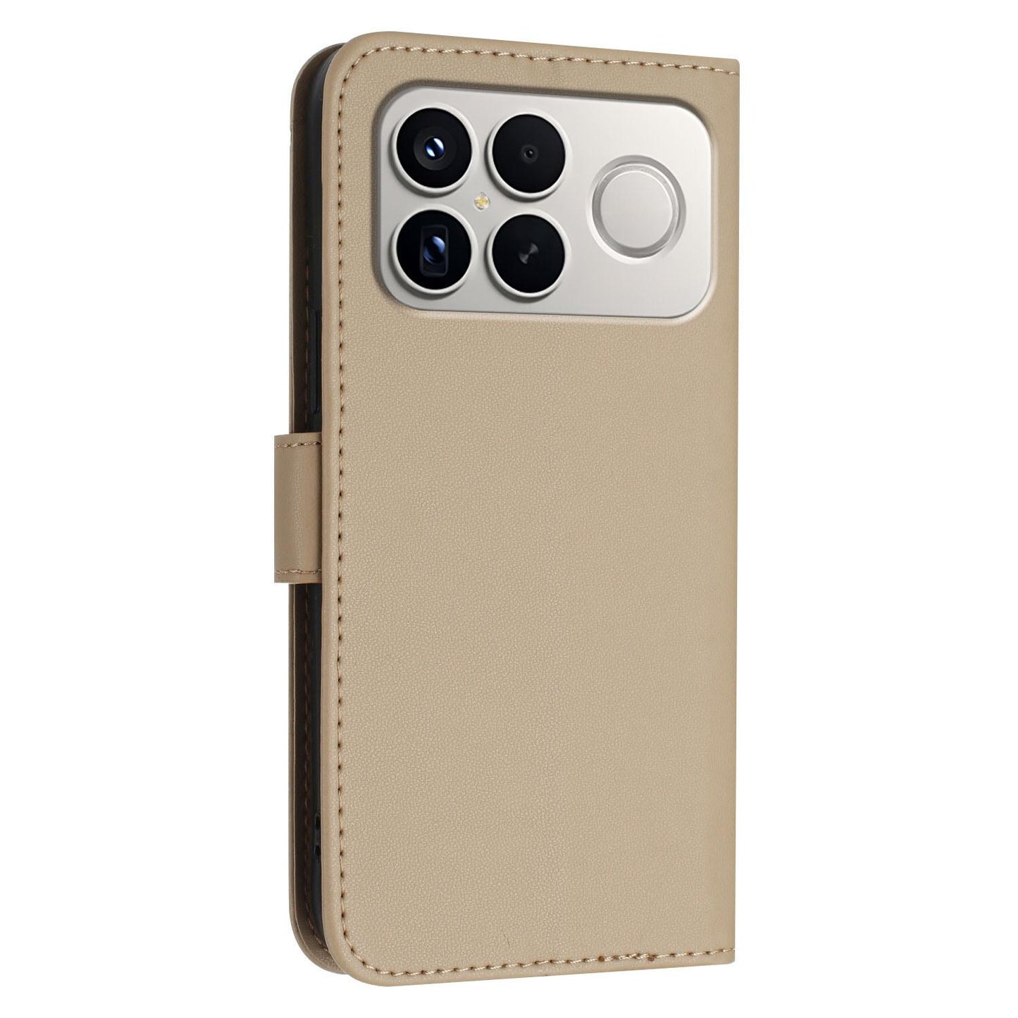 For Redmi K90 Pro Max / Poco F8 Ultra Triangle Pattern Buckle Clasp Leather Phone Case(Gold)