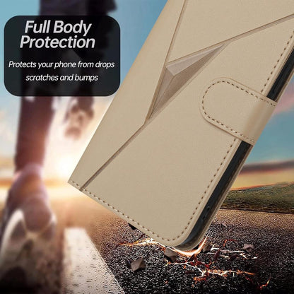 For Redmi K90 Pro Max / Poco F8 Ultra Triangle Pattern Buckle Clasp Leather Phone Case(Gold)
