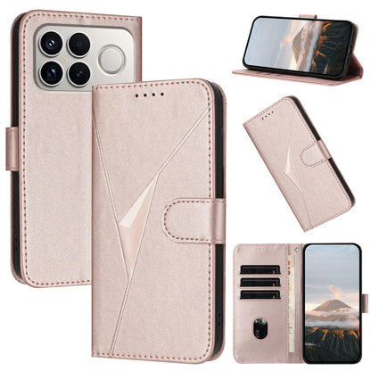 For Redmi K90 Pro Max / Poco F8 Ultra Triangle Pattern Buckle Clasp Leather Phone Case(Rose Gold)