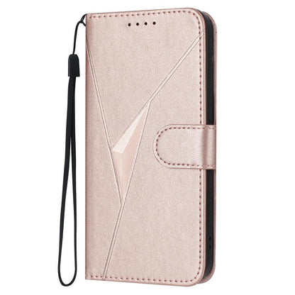 For Redmi K90 Pro Max / Poco F8 Ultra Triangle Pattern Buckle Clasp Leather Phone Case(Rose Gold)