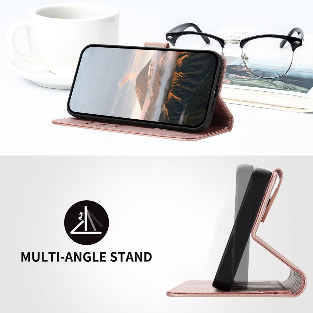 For Redmi K90 Pro Max / Poco F8 Ultra Triangle Pattern Buckle Clasp Leather Phone Case(Rose Gold)