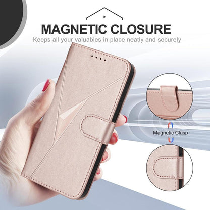 For Redmi K90 Pro Max / Poco F8 Ultra Triangle Pattern Buckle Clasp Leather Phone Case(Rose Gold)