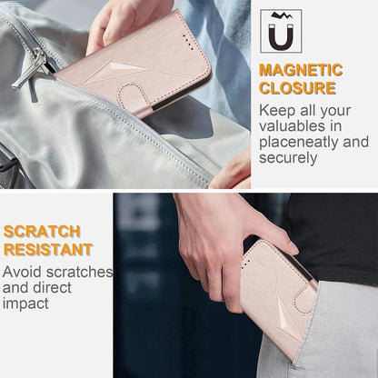 For Redmi K90 Pro Max / Poco F8 Ultra Triangle Pattern Buckle Clasp Leather Phone Case(Rose Gold)